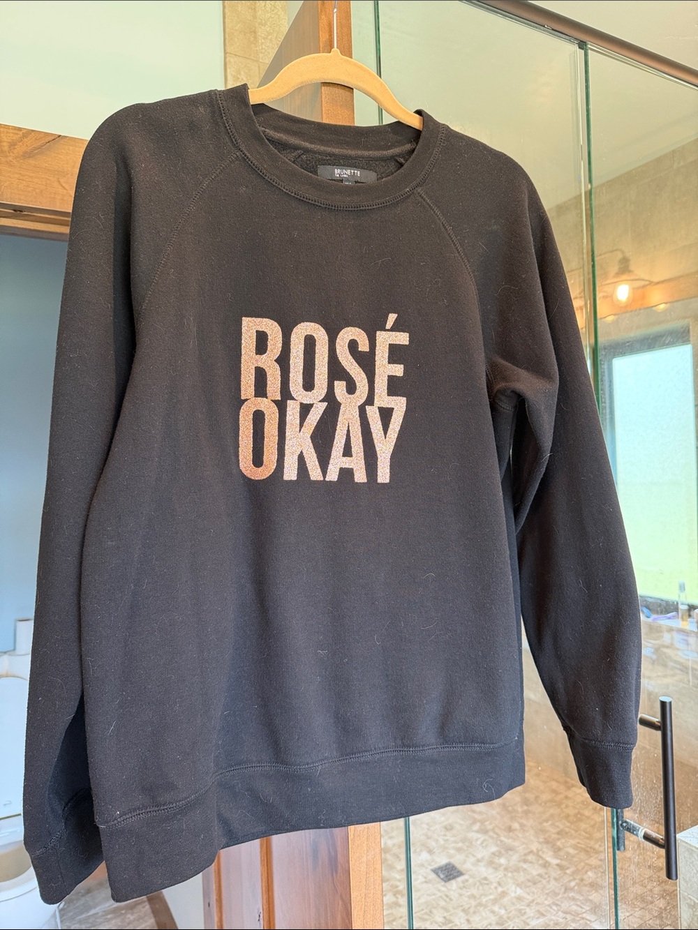 Brunette The Label Black Sweatshirt with Pink 'ROSÉ OKAY' Print